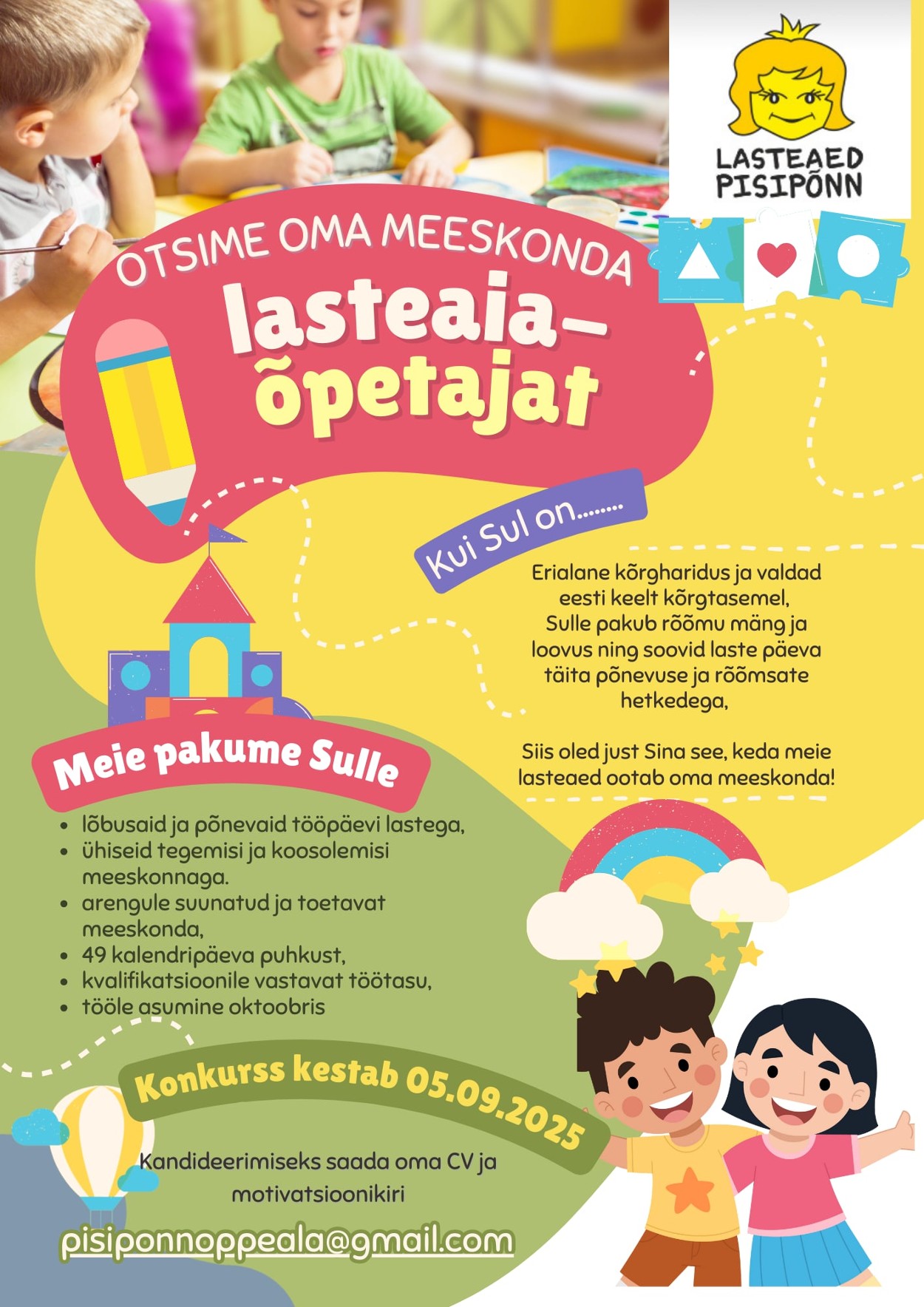 Lasteaed Pisipõnn otsib lasteaiaõpetajat